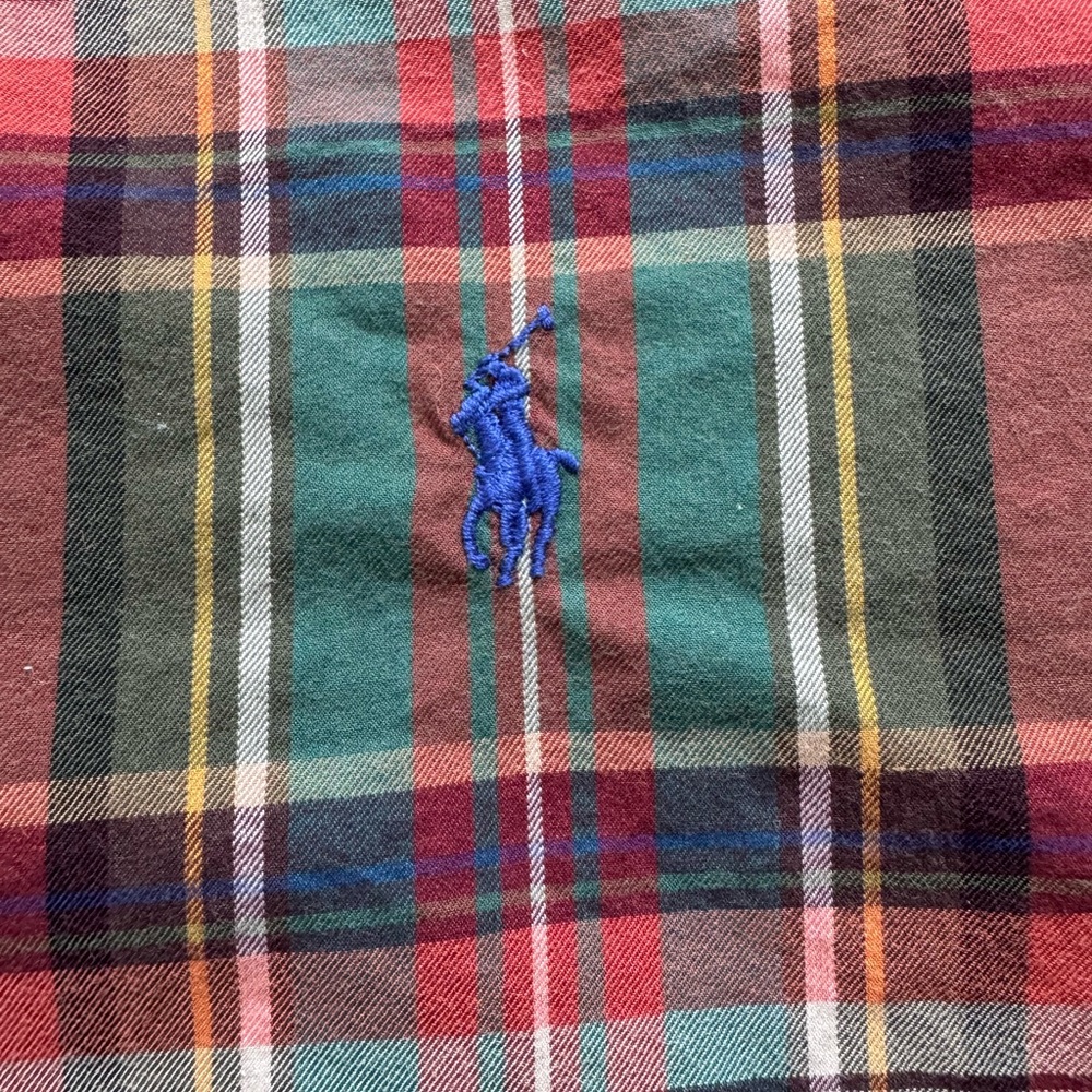 Ralph Lauren Classic Fit red, green, yellow & blue plaid button down. Medium - Picture 5 of 10